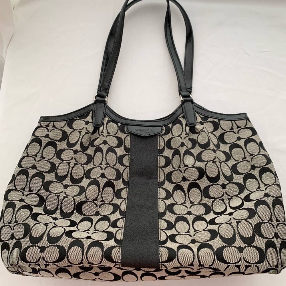 Coach Signature Stripe Devin Shoulder Bag